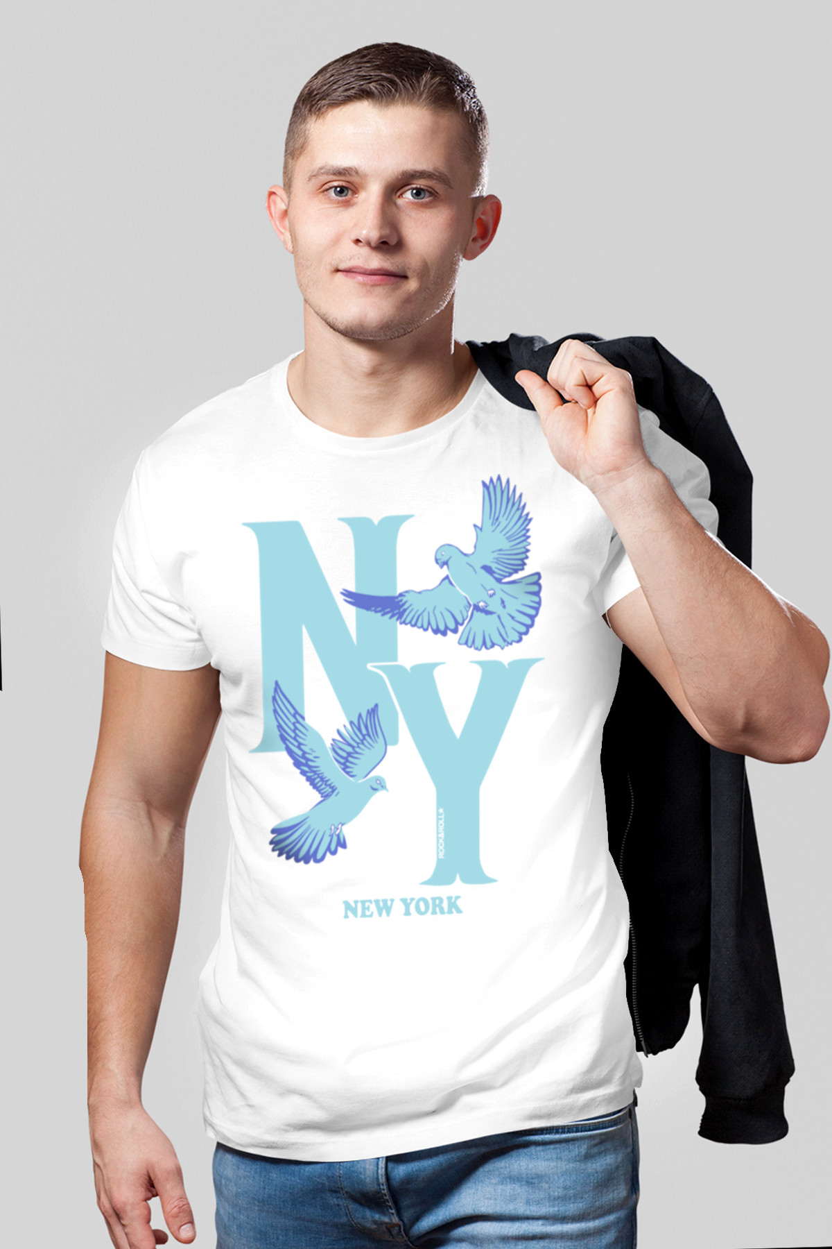 Ny Güvercinleri Beyaz Kısa Kollu Erkek T-shirt
