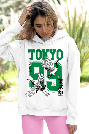  - Tokyo 99 Beyaz Kapüşonlu Kadın Sweatshirt