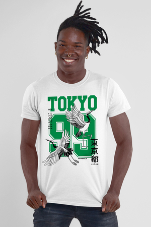 Tokyo 99 Beyaz Kısa Kollu Erkek T-shirt - Thumbnail