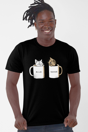 Rock & Roll - Sütlü Sade Siyah Kısa Kollu Erkek T-shirt