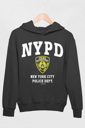 NYPD Antrasit Kapüşonlu Kalın Erkek Sweatshirt - Thumbnail