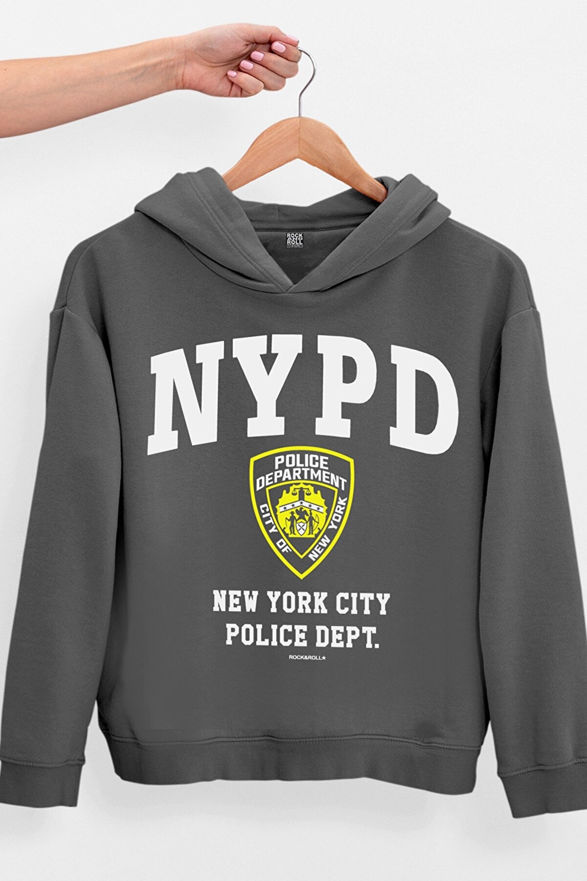 NYPD Antrasit Kapüşonlu Kalın Oversize Kadın Sweatshirt