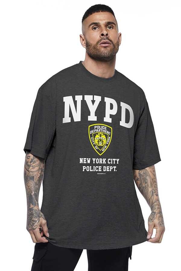 NYPD Antrasit Oversize Kısa Kollu Erkek T-shirt