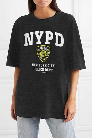 NYPD Antrasit Oversize Kısa Kollu Kadın T-shirt - Thumbnail