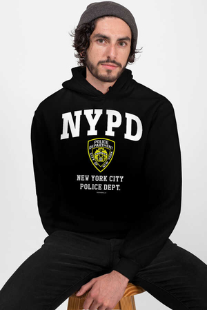 NYPD Siyah Kapüşonlu Erkek Sweatshirt - Thumbnail