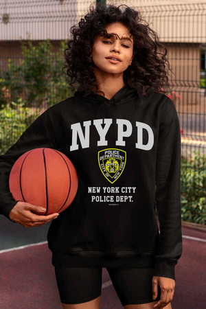 NYPD Siyah Kapüşonlu Kadın Sweatshirt - Thumbnail