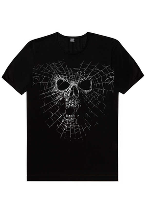 Örümcek Kurukafa Kısa Kollu Siyah Erkek T-shirt - Thumbnail
