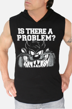 Rock & Roll - Taz Problem Siyah Kapüşonlu Kolsuz Erkek T-shirt