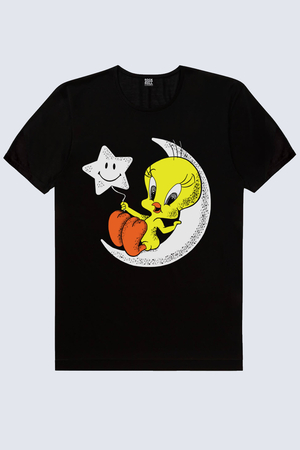 Ay Yıldız Siyah Kısa Kollu Çocuk T-shirt - Thumbnail