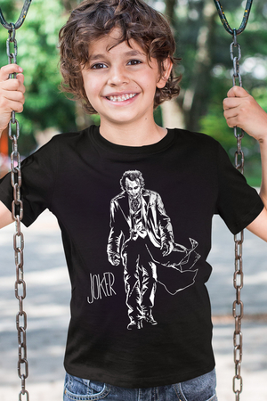 Rock & Roll - Paltolu Joker Siyah Kısa Kollu Çocuk T-shirt