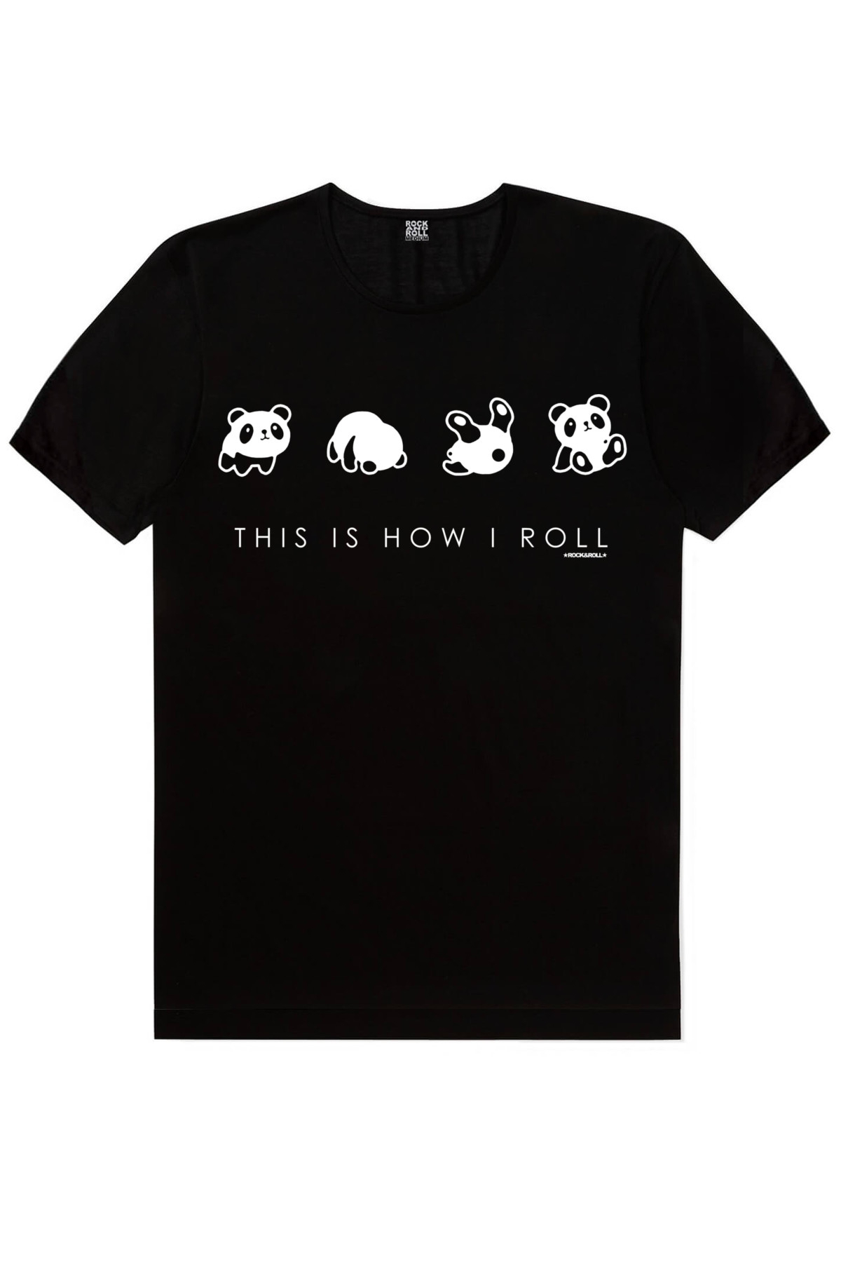 Panda Taklası Kısa Kollu Siyah Erkek T-shirt