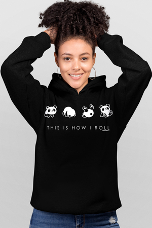 Panda Taklası Siyah Kapşonlu Kadın Sweatshirt - Thumbnail