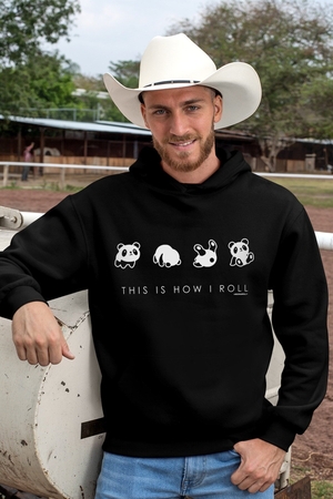 Panda Taklası Siyah Kapüşonlu Kalın Oversize Erkek Sweatshirt - Thumbnail