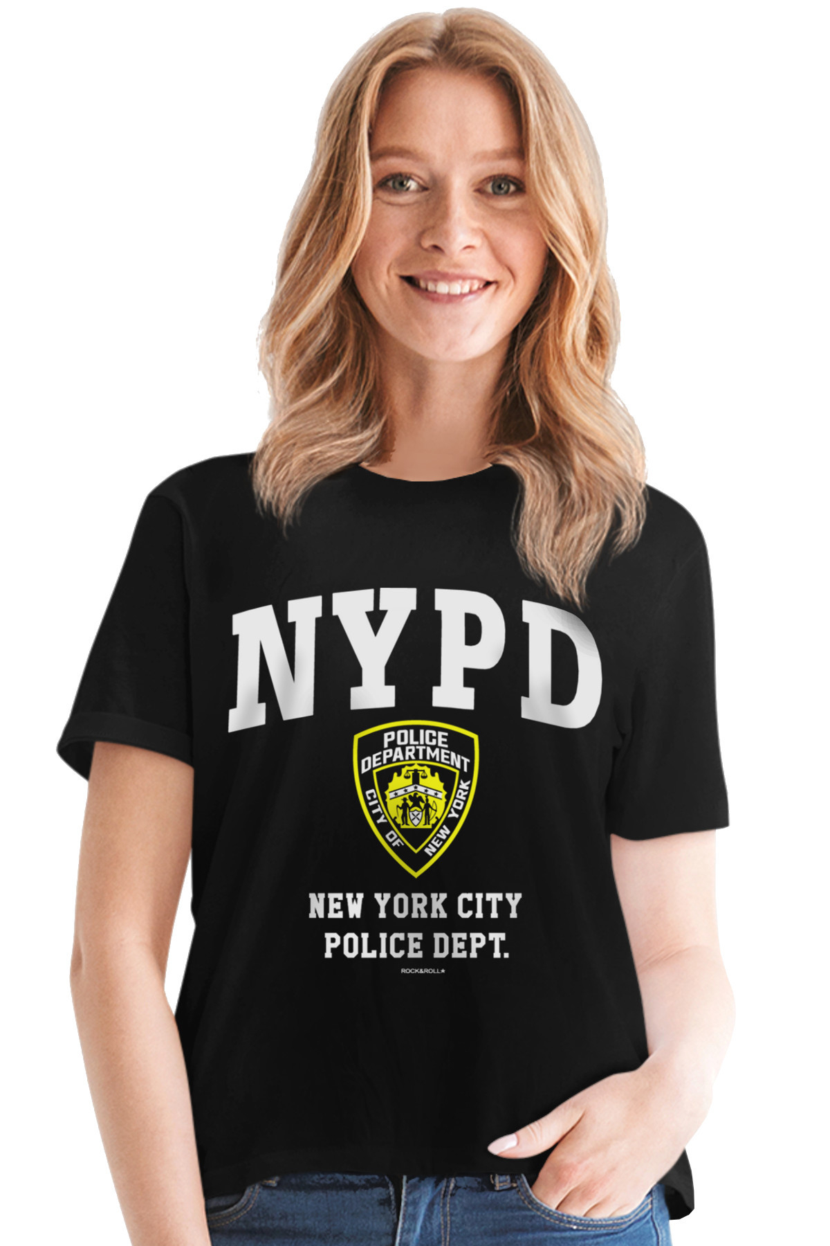 NYPD Siyah Kısa Kollu Kadın T-shirt