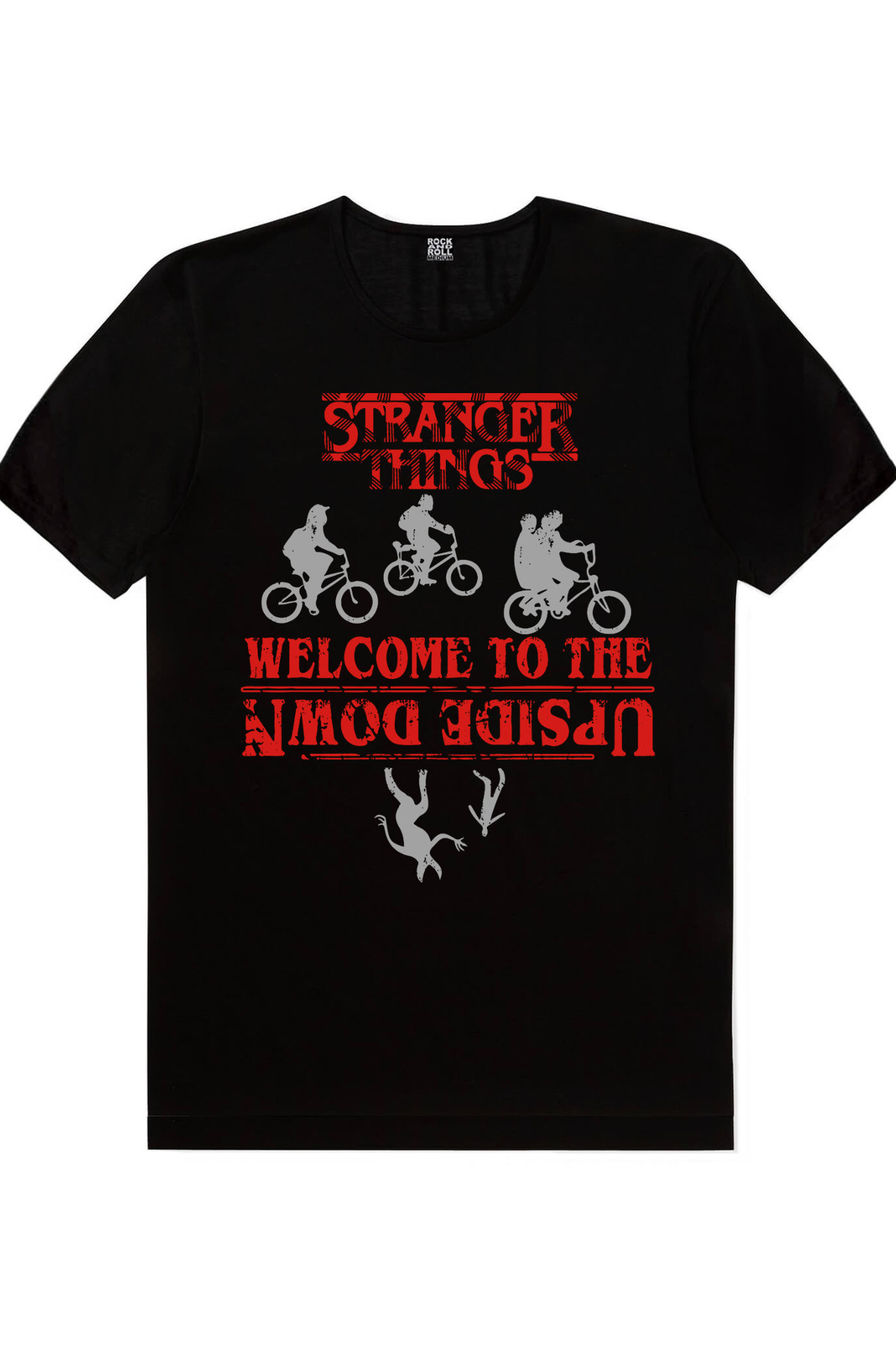 Pembe Kara, Bisikletli Stranger Things Siyah Kadın 2'li Eko Paket T-shirt