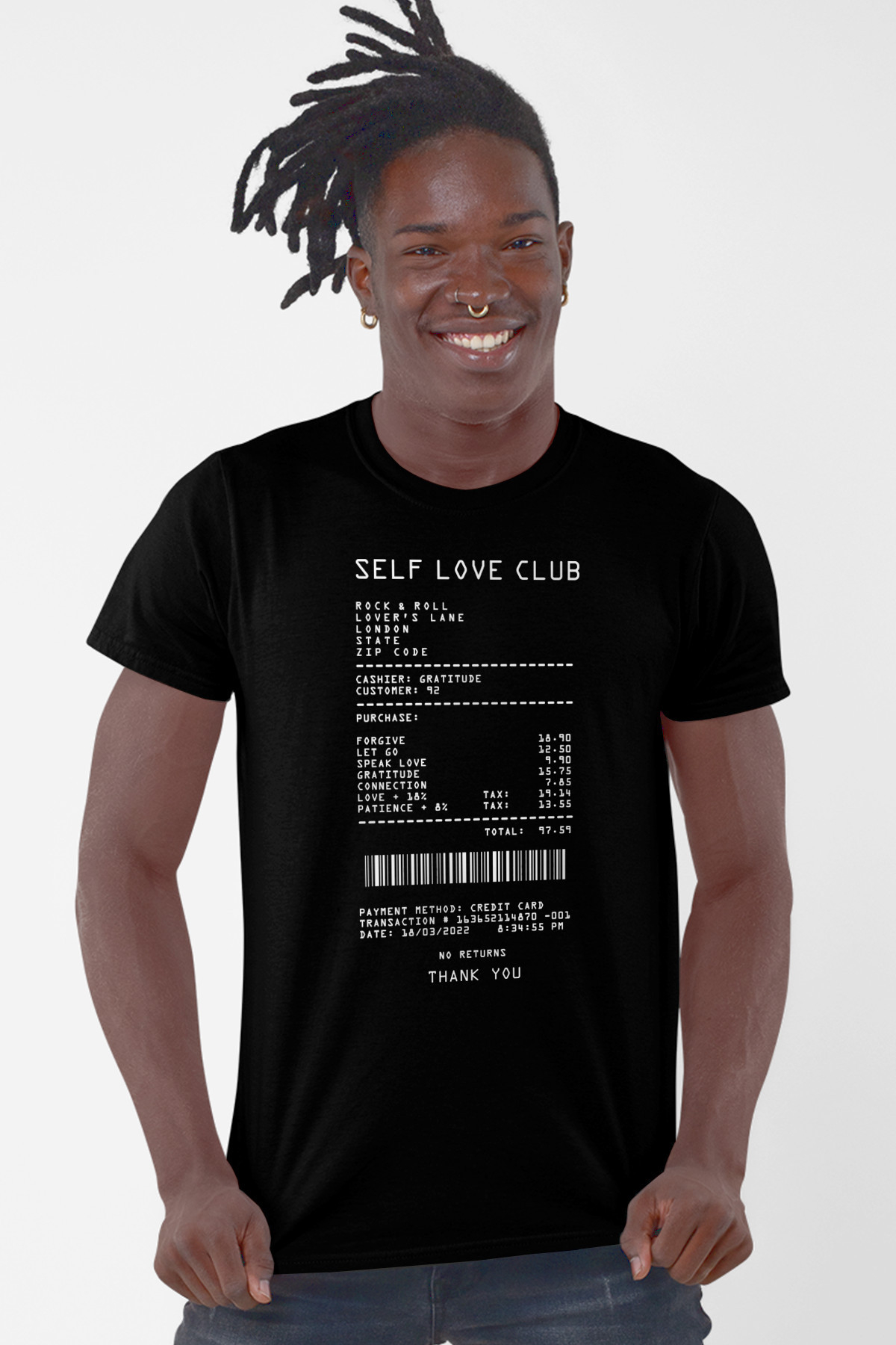 Perakende Sevgi Fişi Siyah Kısa Kollu T-shirt