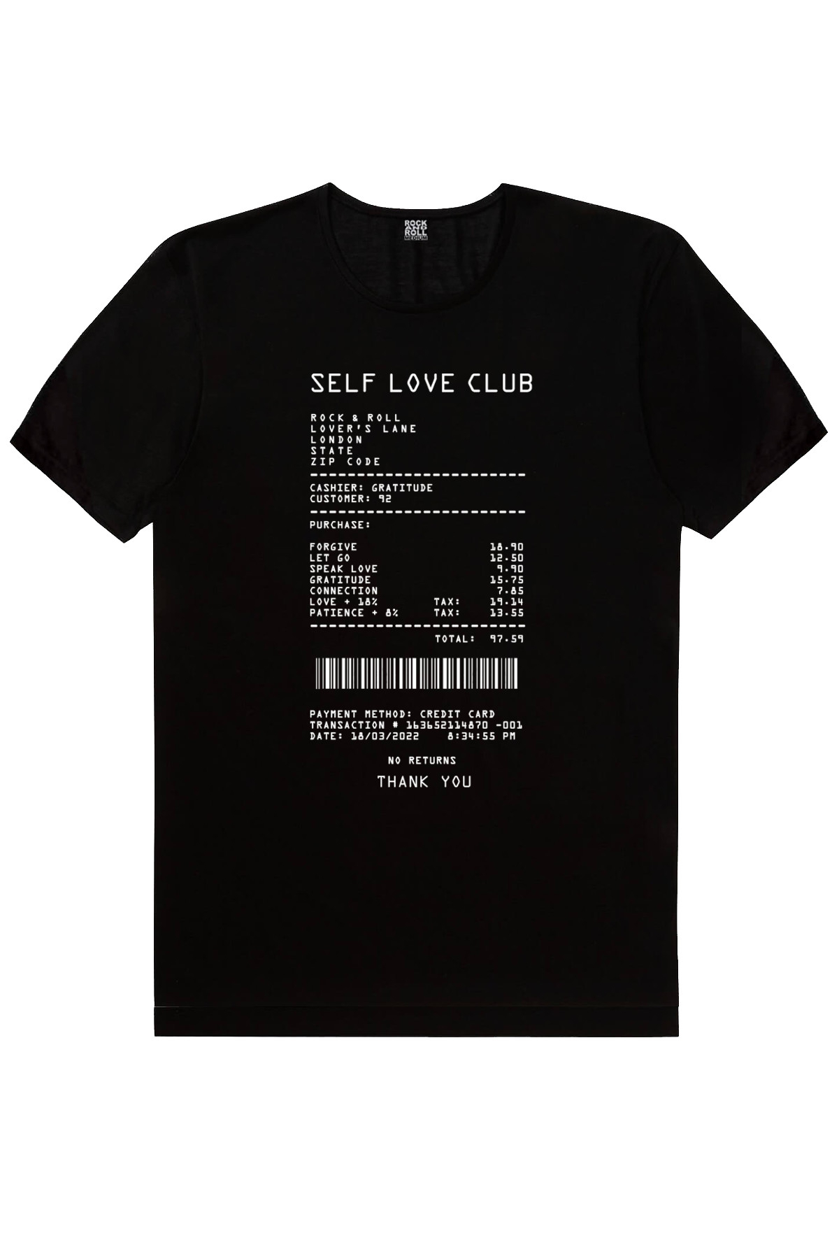 Perakende Sevgi Fişi Siyah Kısa Kollu T-shirt