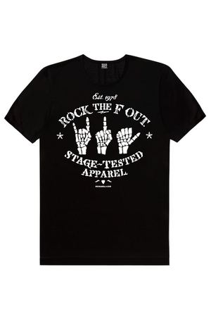 Rock Eller Kısa Kollu Siyah Erkek Tişört - Thumbnail
