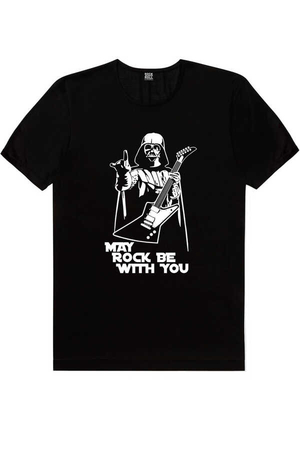 Rocker Darth Vader Kısa Kollu Siyah Erkek T-shirt - Thumbnail