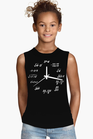 Saat Kaç Siyah Kesik Kol | Kolsuz Çocuk T-shirt | Atlet - Thumbnail
