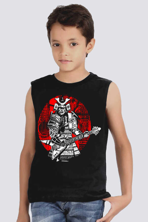 Rock & Roll - Samuray Solo Kesik Kol | Kolsuz Siyah Çocuk Tişört | Atlet