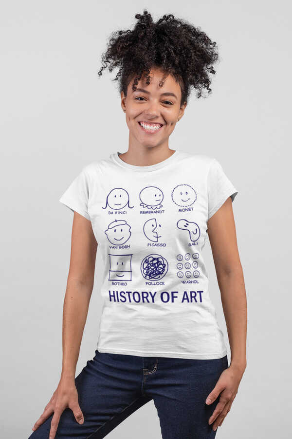 Sanat Tarihi Kısa Kollu Beyaz Kadın|Bayan Tişört