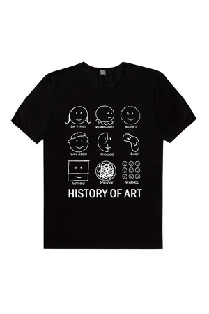 Sanat Tarihi Kısa Kollu Siyah Tişört - Thumbnail