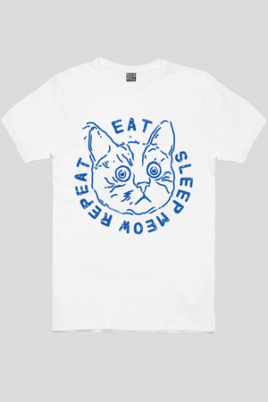 Şaşkın Kedi Beyaz Kısa Kollu Kadın T-shirt - Thumbnail