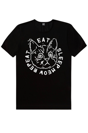 Şaşkın Kedi Siyah, Kasklı Kedi Erkek Tişört 2'li Eko Paket - Thumbnail