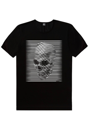 Şerit Kafa Siyah Kısa Kollu Erkek T-shirt - Thumbnail
