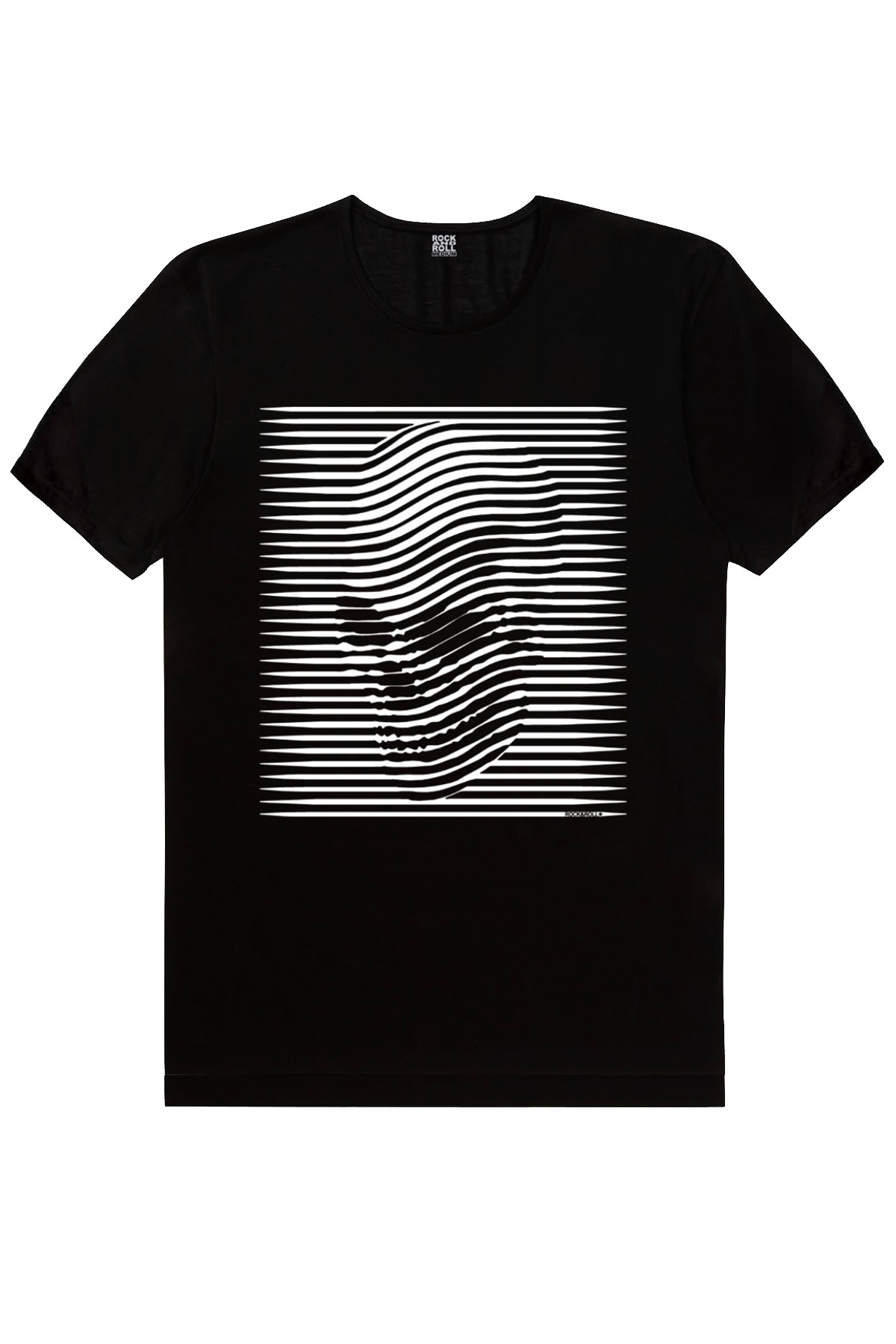 Şerit Kafa Siyah Kısa Kollu Erkek T-shirt