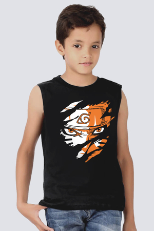 Rock & Roll - Sert Naruto Siyah Kesik Kol | Kolsuz Çocuk T-shirt | Atlet