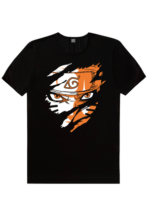 Sert Naruto Siyah Kısa Kollu Erkek T-shirt - Thumbnail