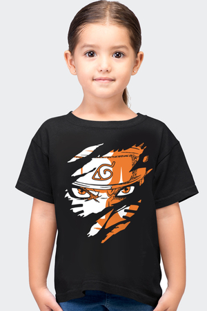 Sert Naruto Siyah Kısa Kollu Çocuk T-shirt - Thumbnail