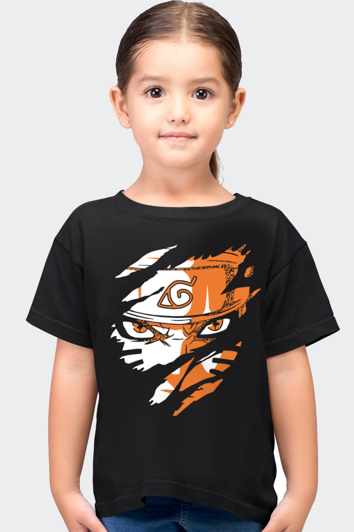 Sert Naruto Siyah Kısa Kollu Çocuk T-shirt