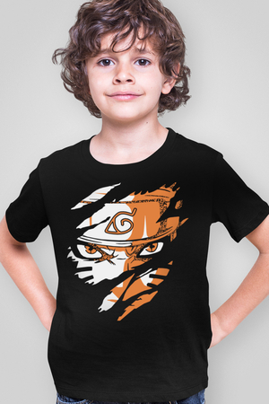 Rock & Roll - Sert Naruto Siyah Kısa Kollu Çocuk T-shirt