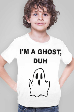 Sevimli Hayalet Beyaz Kısa Kollu Çocuk T-shirt - Thumbnail