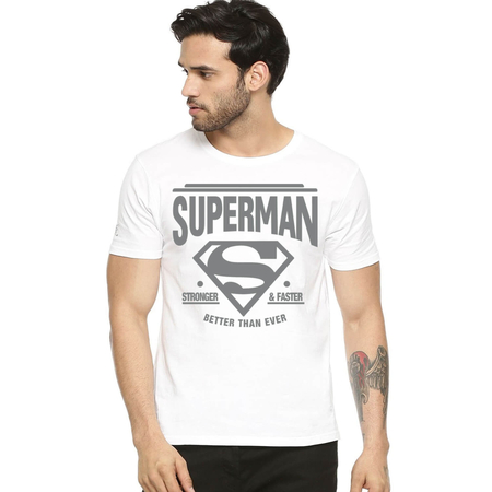 Süperadam Beyaz Kısa Kollu Erkek T-shirt - Thumbnail