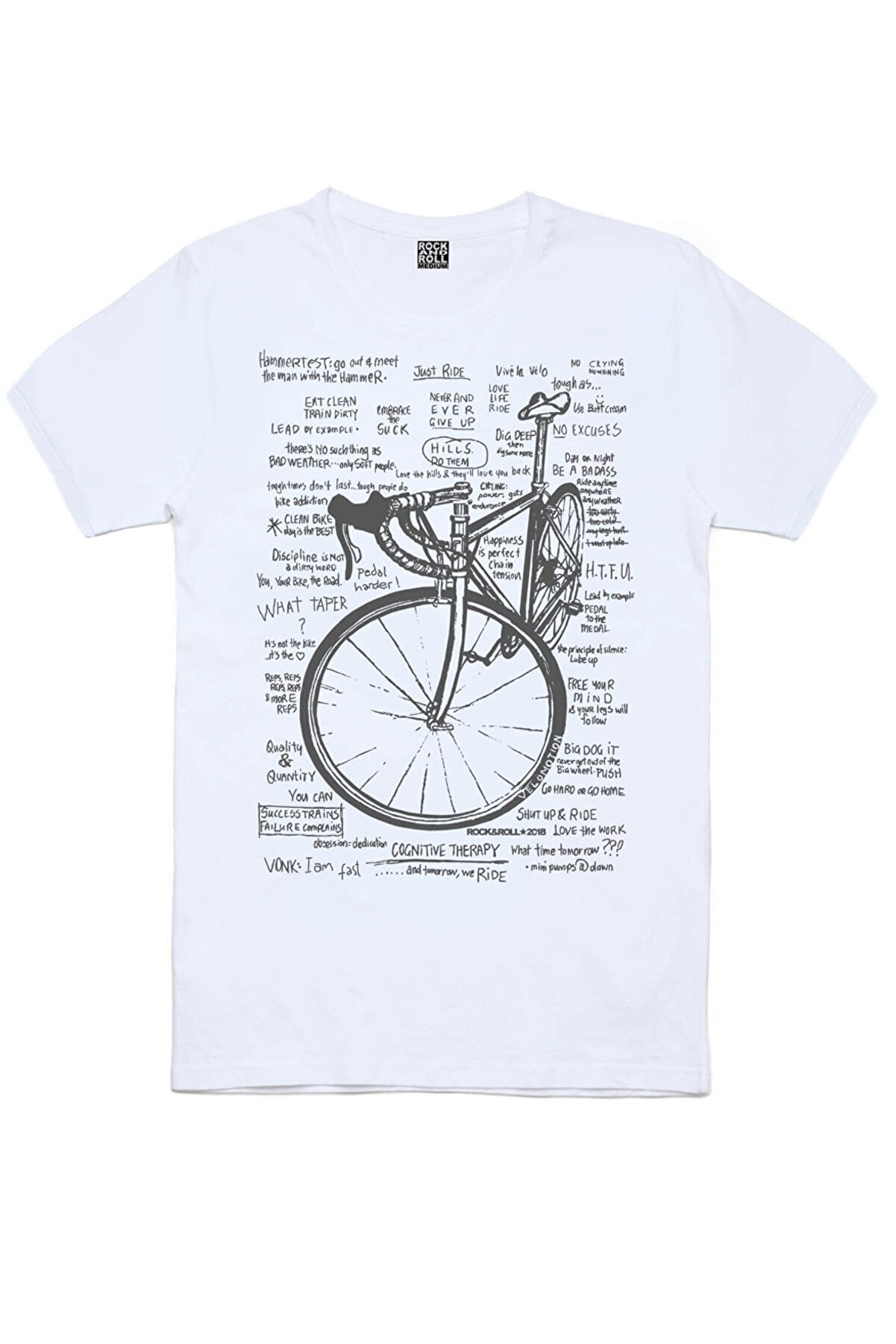 Bisikletli Astronot, Yarış Bisikleti Yazılar Beyaz Erkek 2'li Eko Paket T-shirt