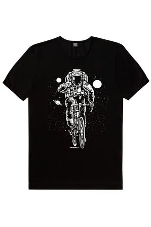 Bisikletli Astronot, Yarış Bisikleti Yazılar Beyaz Erkek 2'li Eko Paket T-shirt - Thumbnail