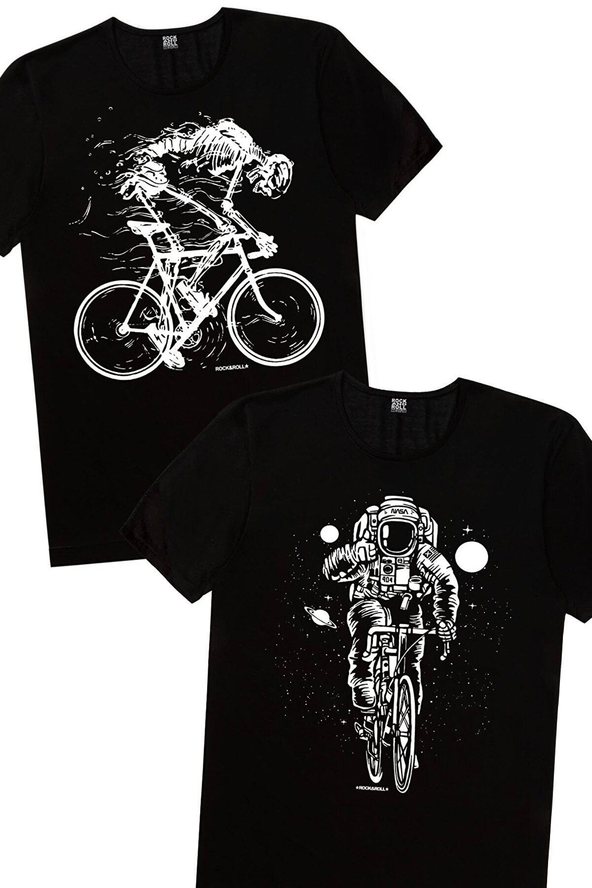 Bisikletli Astronot, Daha Hızlı Erkek 2'li Eko Paket T-Shirt
