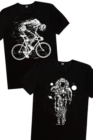  - Bisikletli Astronot, Daha Hızlı Erkek 2'li Eko Paket T-Shirt