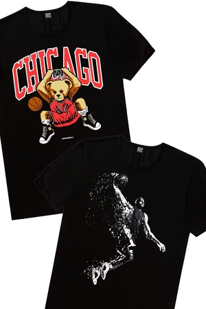 Chicago Basket, Pro Smaç Erkek 2'li Eko Paket T-shirt - Thumbnail