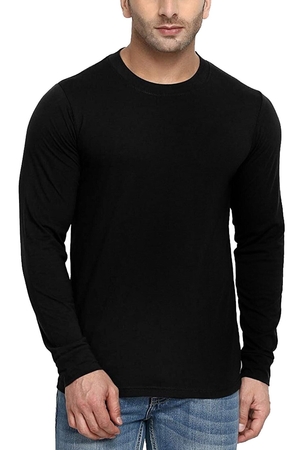 Düz, Baskısız Siyah Uzun Kollu Erkek T-shirt 2'li Eko Paket - Thumbnail
