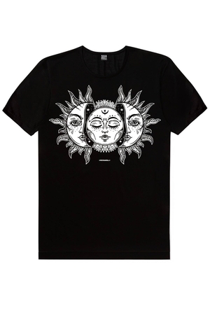 Güneş Sistemi Biz Ayrılamayız, Ay Güneş Siyah Kadın 3'lü Eko Paket T-Shirt - Thumbnail