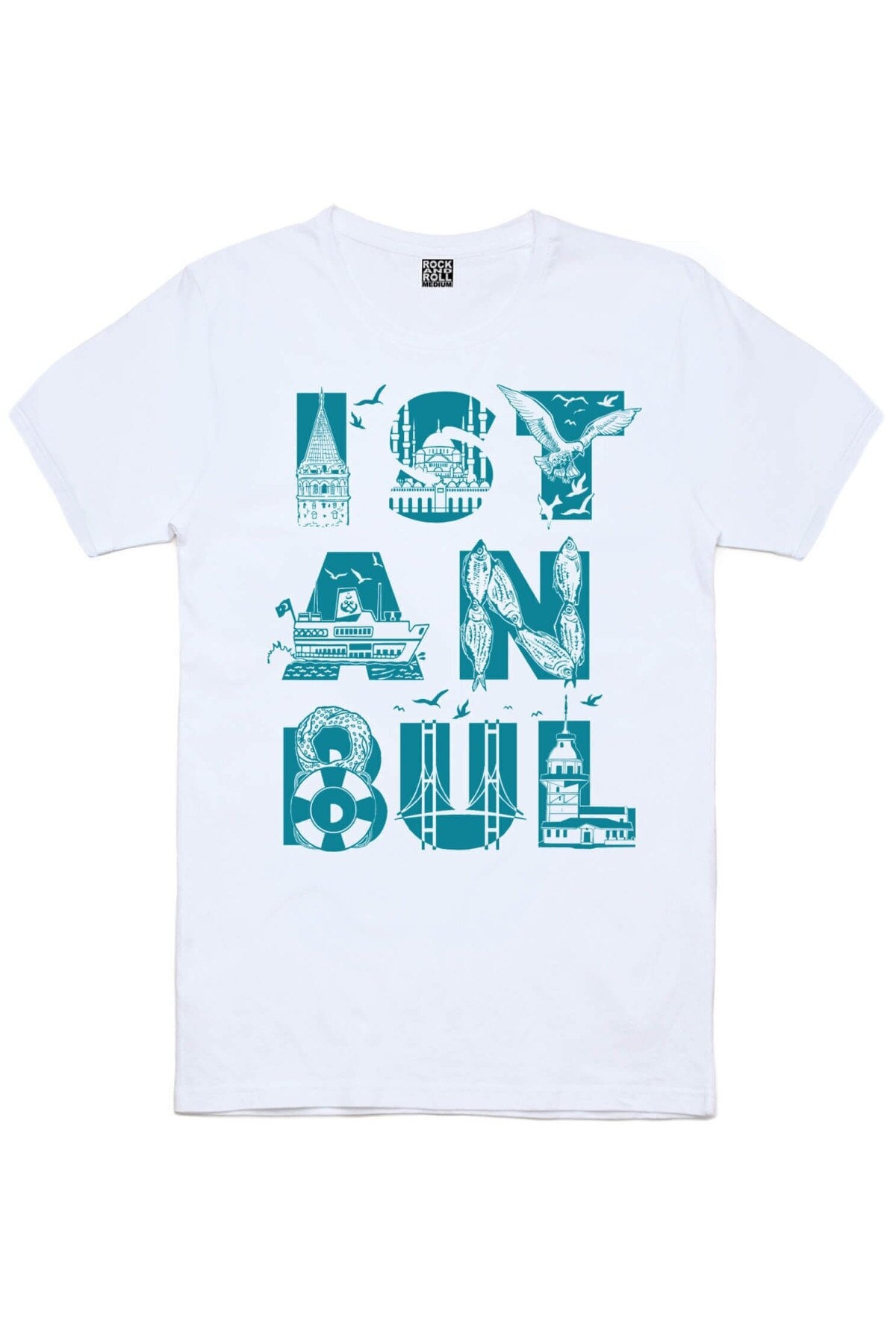 Istanbul Bisiklet Siyah, Istanbul Harfler Beyaz Erkek 2'li Eko Paket T-shirt