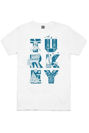 Türkiye Ay Yıldız Siyah, Türkiye Harfler Beyaz Erkek 2'li Eko Paket T-shirt - Thumbnail