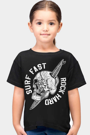 Sörf Kurukafa Siyah Kısa Kollu Çocuk T-shirt - Thumbnail