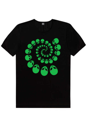 Spiral Uzaylılar Kısa Kollu Siyah Erkek T-shirt - Thumbnail