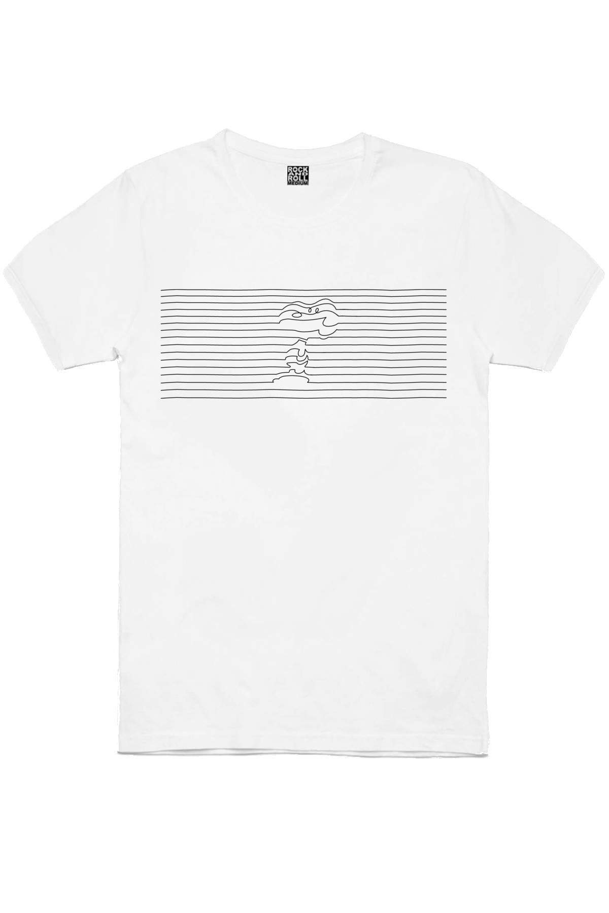 Çizgili Köpek Beyaz Kısa Kollu Erkek T-shirt